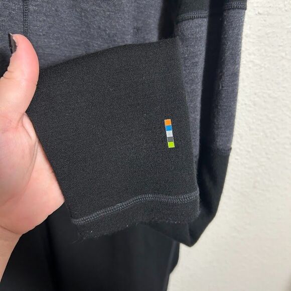 Smartwool Merino 250 Henley Shirt Mens L Black Gray Wool Blend Base Layer - Picture 6 of 8